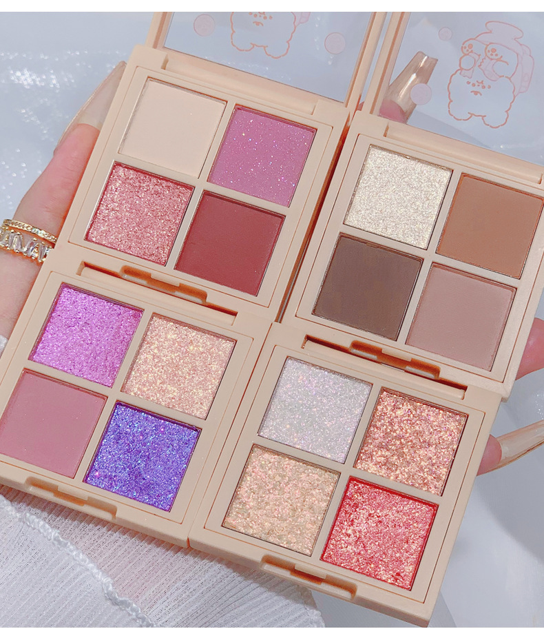 Suikone Sukana Glow Soft Light Four Color Eyeshadow Palette Shimmer Matte Thin and Glittering Earth Color Portable Daily Makeup Suikone Sukana Glow Soft Light Four Color Eyeshadow Palette Shimmer Matte Thin and Glittering Earth Color Portable Daily Makeup