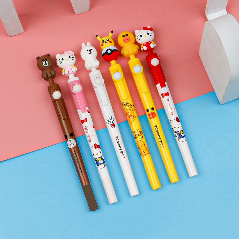 Silicone Cute Spring Pen Cartoon Pen Decompression Popular Gel Pen Funny and Practical Creative Gift for Boys and Girls