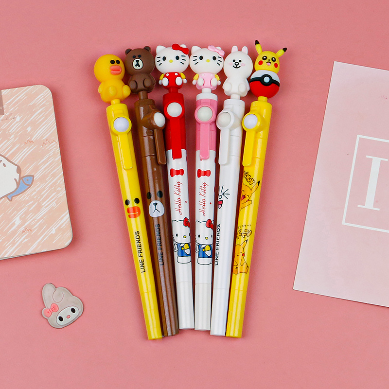 Silicone Cute Spring Pen Cartoon Pen Decompression Popular Gel Pen Funny and Practical Creative Gift for Boys and Girls
