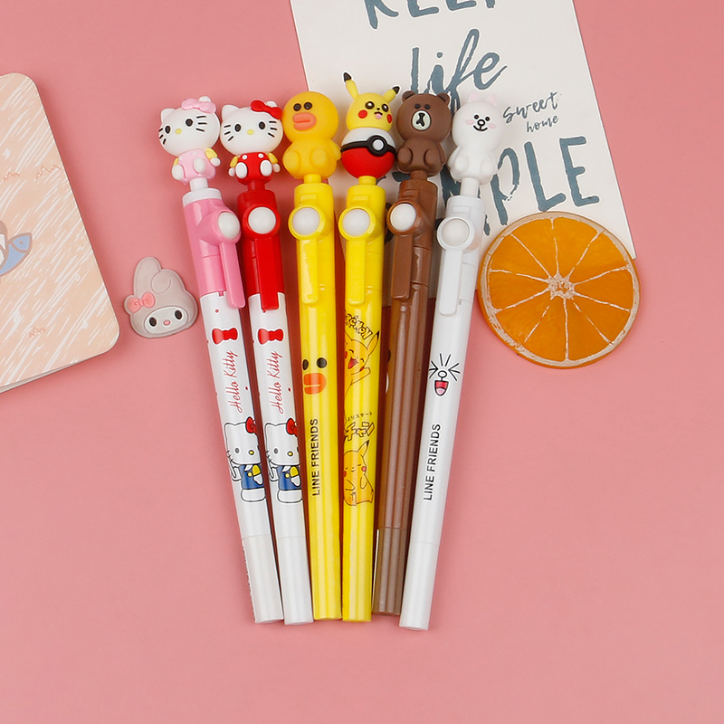 Silicone Cute Spring Pen Cartoon Pen Decompression Popular Gel Pen Funny and Practical Creative Gift for Boys and Girls