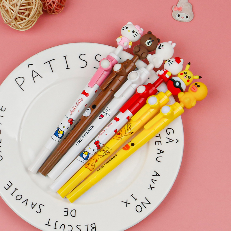 Silicone Cute Spring Pen Cartoon Pen Decompression Popular Gel Pen Funny and Practical Creative Gift for Boys and Girls