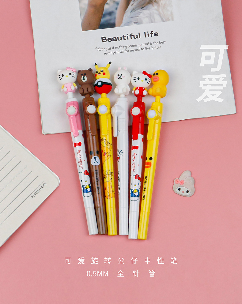 Silicone Cute Spring Pen Cartoon Pen Decompression Popular Gel Pen Funny and Practical Creative Gift for Boys and Girls