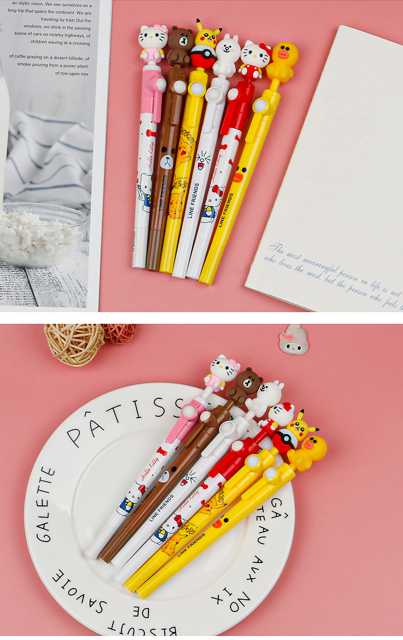 Silicone Cute Spring Pen Cartoon Pen Decompression Popular Gel Pen Funny and Practical Creative Gift for Boys and Girls