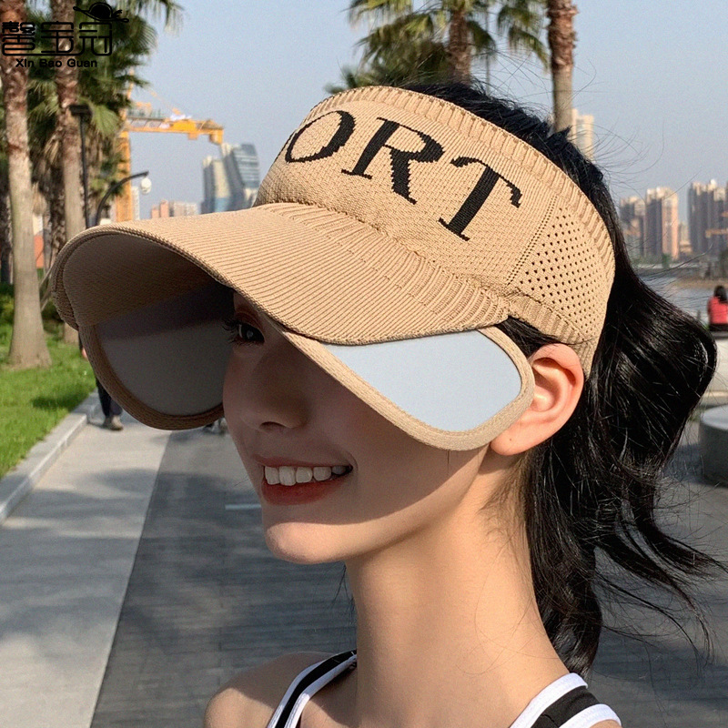 9331 Sun Protection Sports Cap Women&#039;s Summer Korean-Style Sun Shade UV Protection Wide Brim Empty Top Cap Retractable Sun Hat
