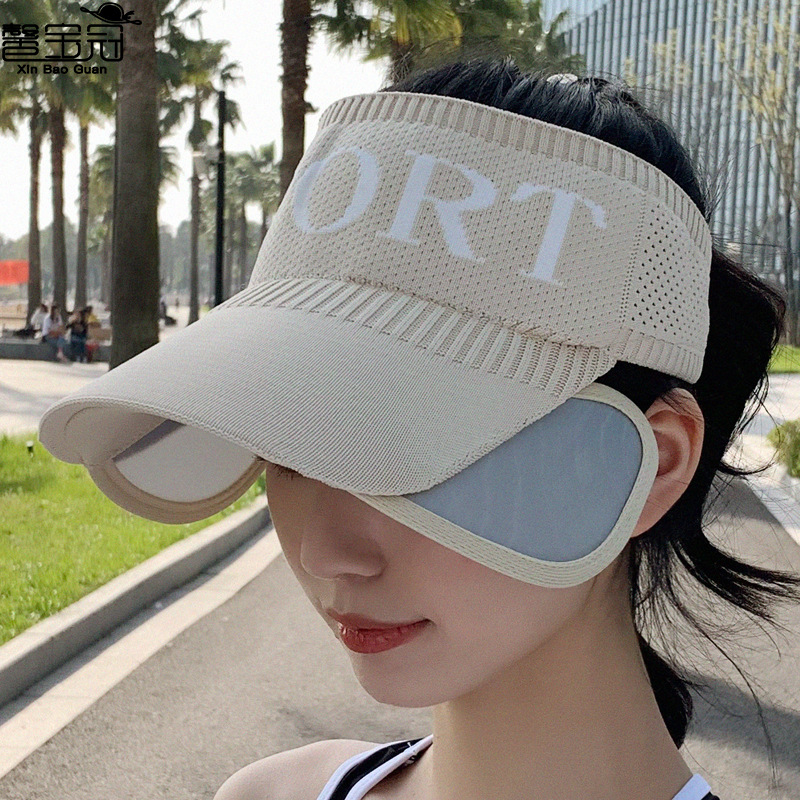 9331 Sun Protection Sports Cap Women&#039;s Summer Korean-Style Sun Shade UV Protection Wide Brim Empty Top Cap Retractable Sun Hat