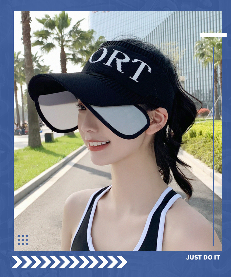 9331 Sun Protection Sports Cap Women's Summer Korean-Style Sun Shade UV Protection Wide Brim Empty Top Cap Retractable Sun Hat