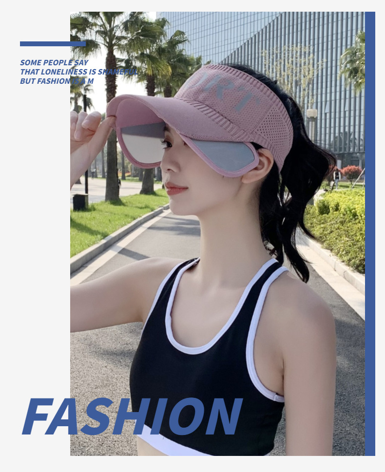9331 Sun Protection Sports Cap Women's Summer Korean-Style Sun Shade UV Protection Wide Brim Empty Top Cap Retractable Sun Hat
