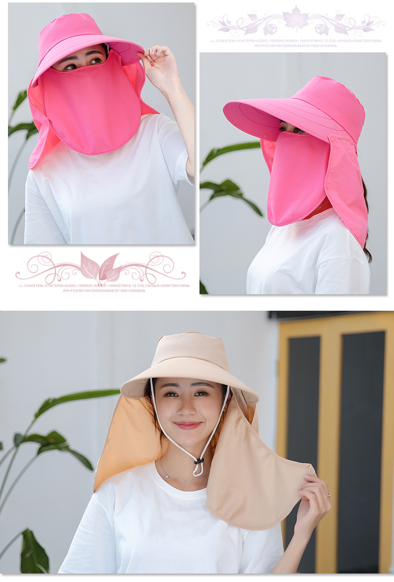 Factory Price Wholesale Labor Protection Worker Lady Summer Cycling Sun Shade Face Care UV Protection Wide Brim Hat Tea Picking Hat