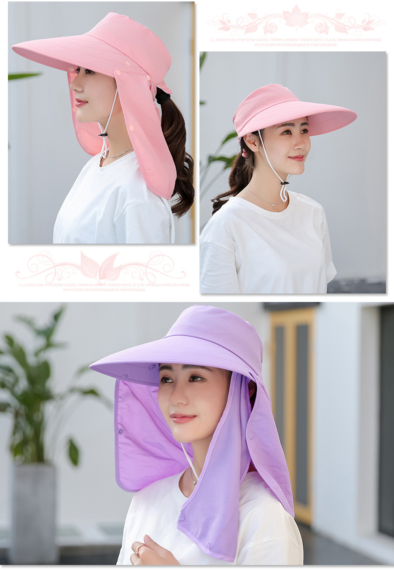 Factory Price Wholesale Labor Protection Worker Lady Summer Cycling Sun Shade Face Care UV Protection Wide Brim Hat Tea Picking Hat