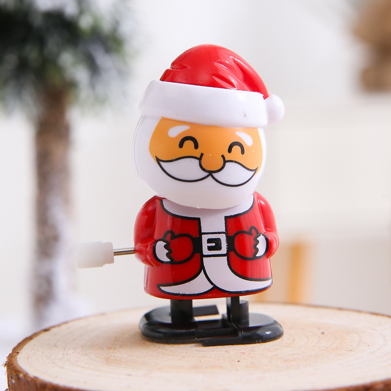 Christmas Gift Wind-up Toy Chain Old Man Snowman Rolling Pulley Walking Jumping Party Small Gifts for Children Doll