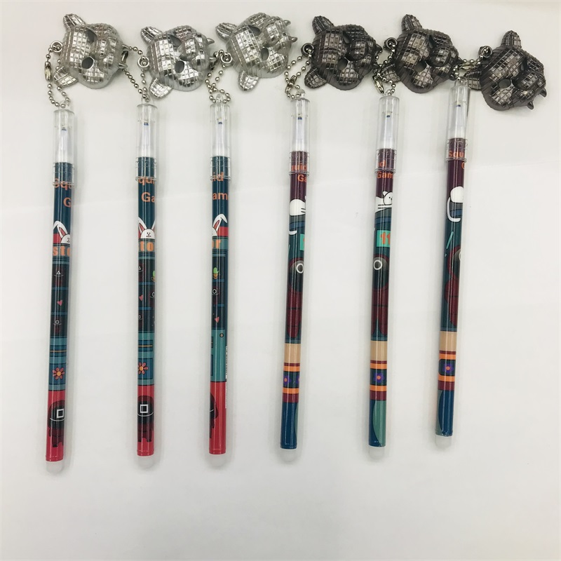 Creative Personality Panda Head Pendant Gel Pen Boys Gel Pen Blue Gel Ink Pen Student Reward Stationery Gift