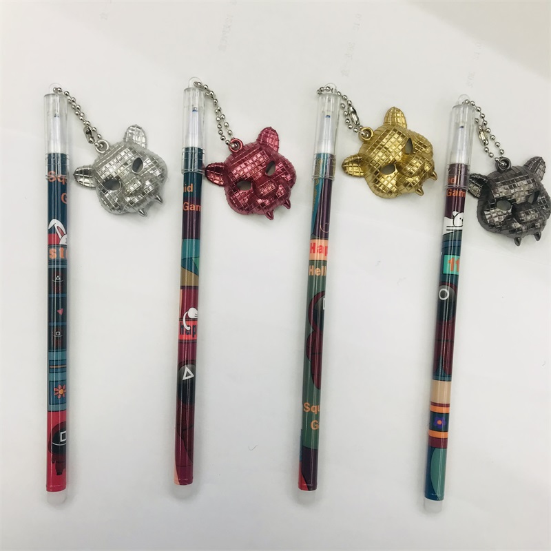 Creative Personality Panda Head Pendant Gel Pen Boys Gel Pen Blue Gel Ink Pen Student Reward Stationery Gift