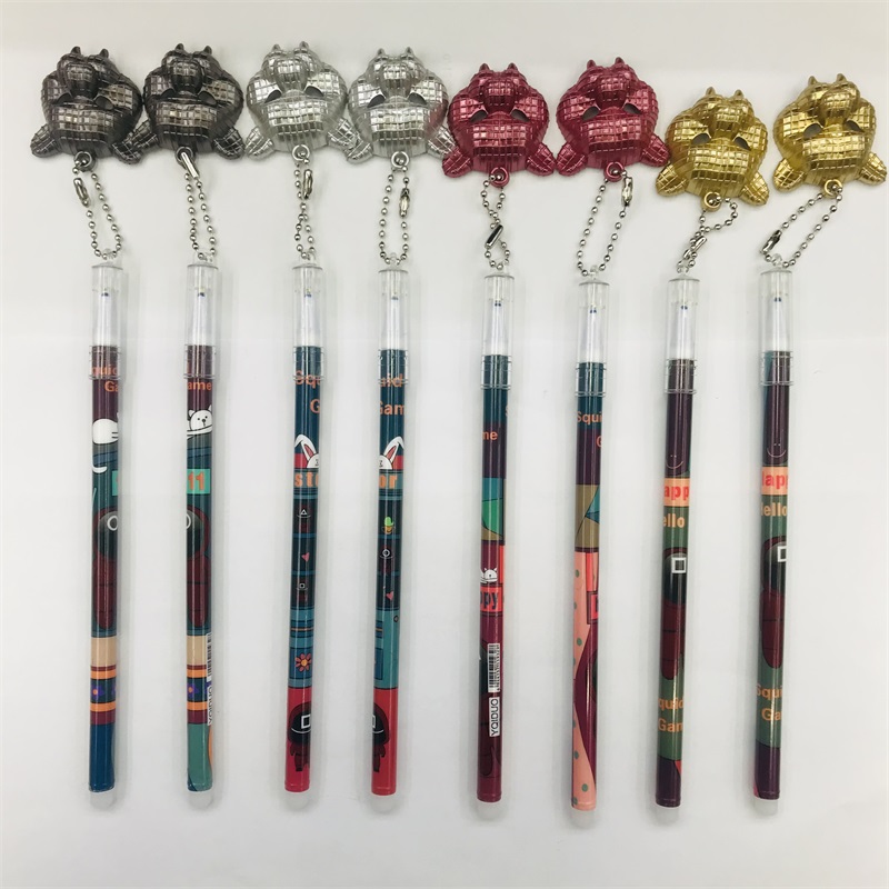 Creative Personality Panda Head Pendant Gel Pen Boys Gel Pen Blue Gel Ink Pen Student Reward Stationery Gift
