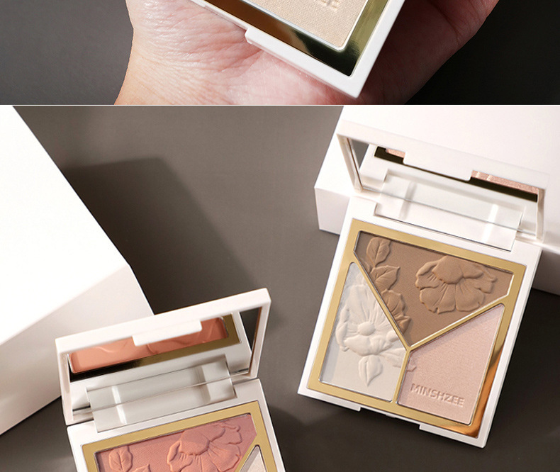 Three-in-One Three-Color Highlight Contour Compact Blush Makeup Palette Glitter Face Brightening Matte Nose Shadow Makeup Cosmetics Three-in-One Three-Color Highlight Contour Compact Blush Makeup Palette Glitter Face Brightening Matte Nose Shadow Makeup Cosmetics