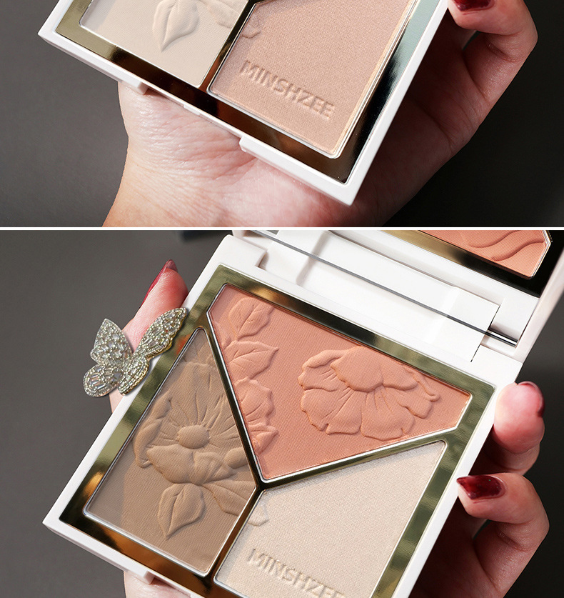 Three-in-One Three-Color Highlight Contour Compact Blush Makeup Palette Glitter Face Brightening Matte Nose Shadow Makeup Cosmetics Three-in-One Three-Color Highlight Contour Compact Blush Makeup Palette Glitter Face Brightening Matte Nose Shadow Makeup Cosmetics