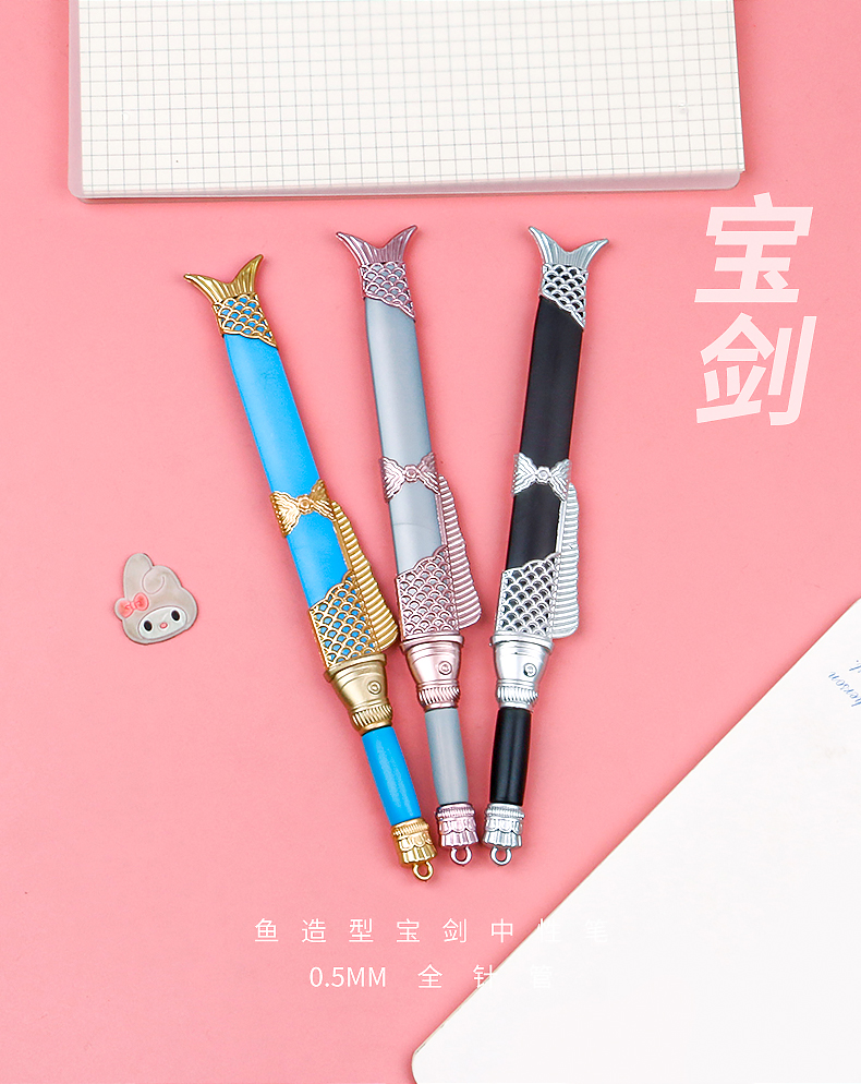 2021 New Creative Fish-Shaped Sword Gel Pen Cute Cartoon Student Office Supplies Signature Pen Black Stationery 2021 New Creative Fish-Shaped Sword Gel Pen Cute Cartoon Student Office Supplies Signature Pen Black Stationery