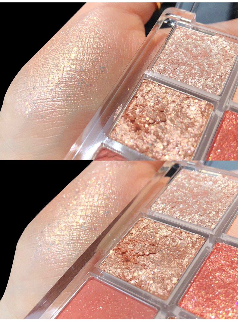 Eye Shadow Plate Nine-Color Shimmering Powder Shimmer Sequins Waterproof Ins Super Popular Cheap Student Niche Beginner Makeup Palette Eye Shadow Plate Nine-Color Shimmering Powder Shimmer Sequins Waterproof Ins Super Popular Cheap Student Niche Beginner Makeup Palette