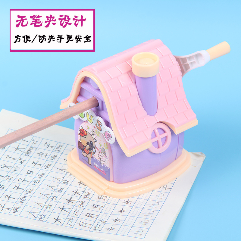 Factory Wholesale Pencil Pencil Shapper Hand-Cranked Primary School Student Pencil Sharpener Cartoon Cute Automatic Lead Pencil Sharpener Stationery