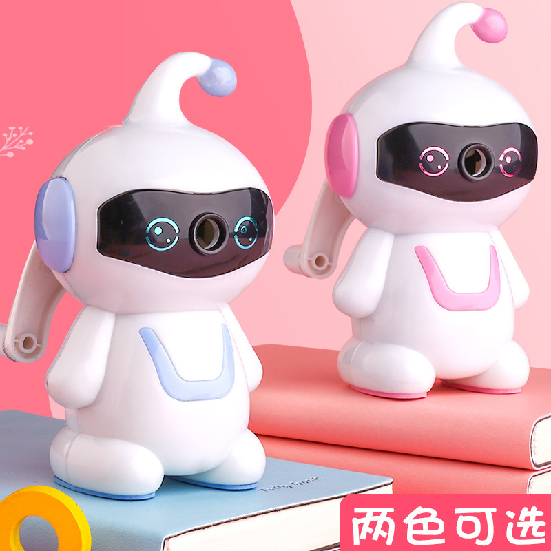 Creative Stationery Robot Hand-Cranking Pencil Sharpener Cute Cartoon Pencil Sharpener Students&#039; Supplies Manual Rotation Penknife