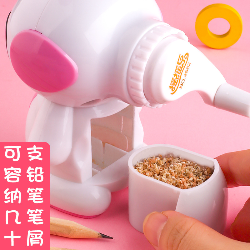 Creative Stationery Robot Hand-Cranking Pencil Sharpener Cute Cartoon Pencil Sharpener Students&#039; Supplies Manual Rotation Penknife