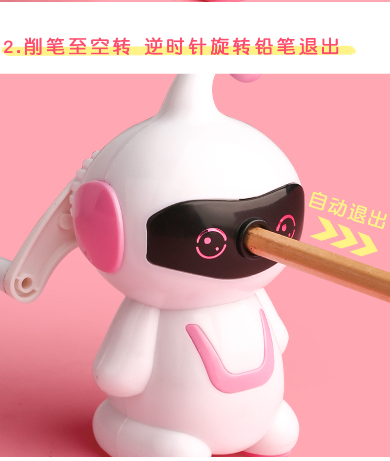 Creative Stationery Robot Hand-Cranking Pencil Sharpener Cute Cartoon Pencil Sharpener Students' Supplies Manual Rotation Penknife