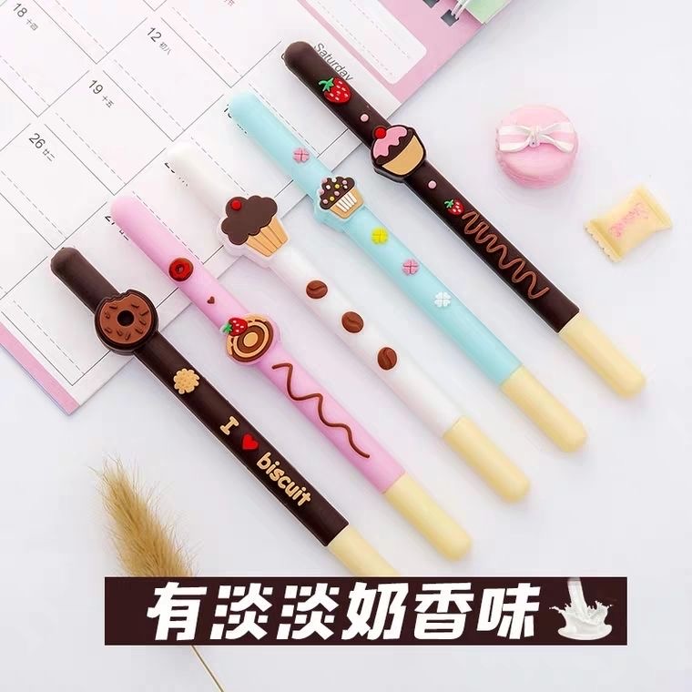 2021 New Fruit Chocolate Cartoon Gel Pen Fragrance Cute Refreshing Student Creativity Stationery Black 0.5