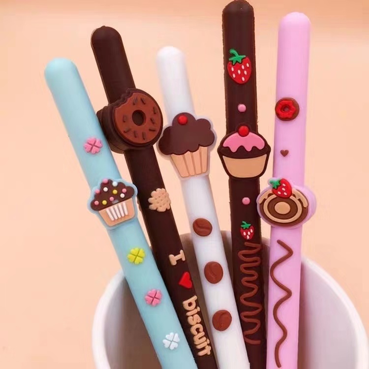 2021 New Fruit Chocolate Cartoon Gel Pen Fragrance Cute Refreshing Student Creativity Stationery Black 0.5