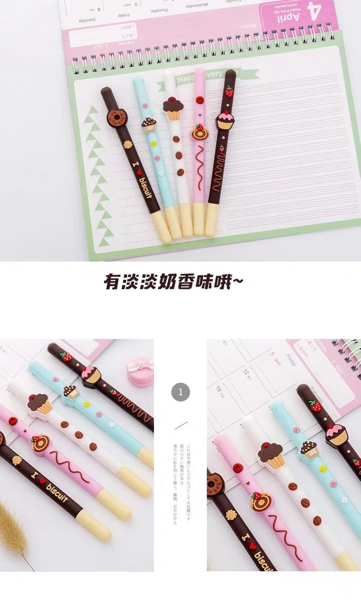 2021 New Fruit Chocolate Cartoon Gel Pen Fragrance Cute Refreshing Student Creativity Stationery Black 0.5