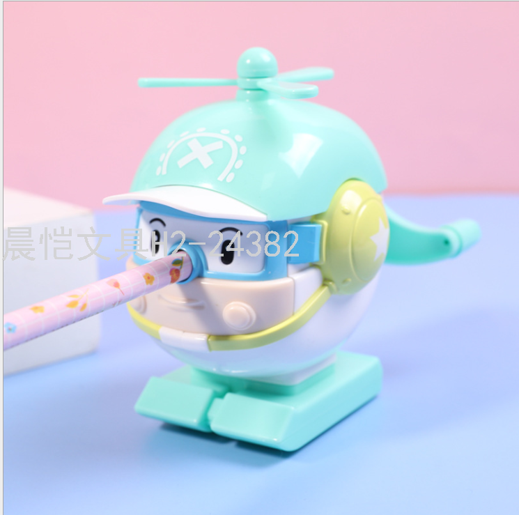 School Season Gift Cartoon Aircraft Propeller Shape Hand-Cranking Pencil Sharpener Elementary School Student Automatic Pen Pencil Shapper