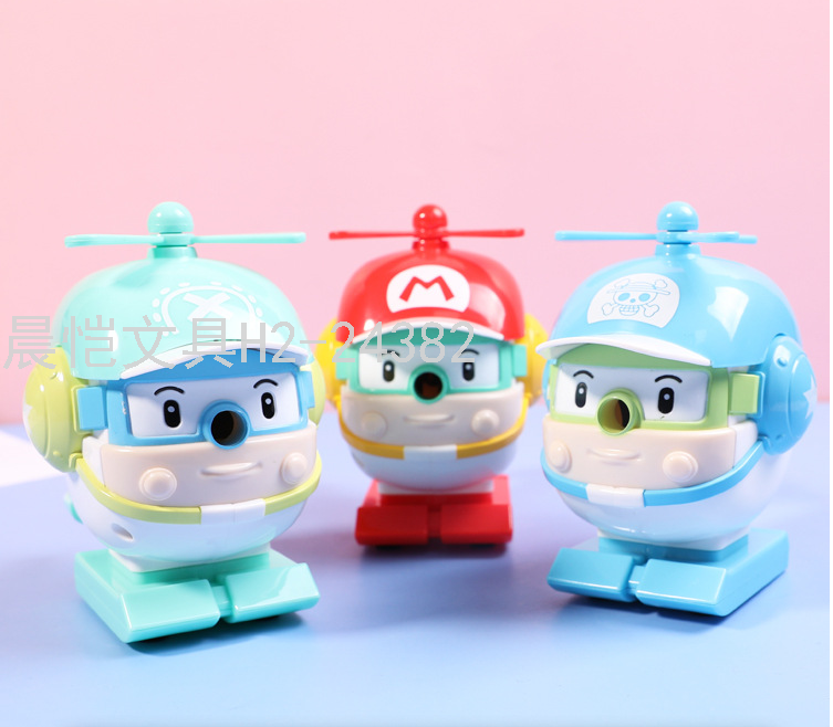 School Season Gift Cartoon Aircraft Propeller Shape Hand-Cranking Pencil Sharpener Elementary School Student Automatic Pen Pencil Shapper