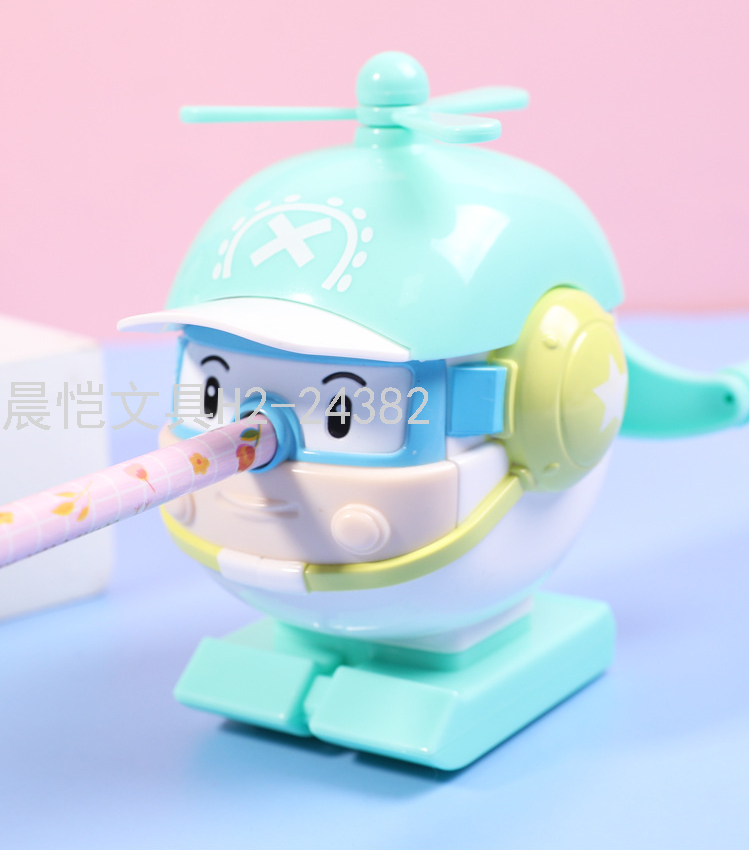 School Season Gift Cartoon Aircraft Propeller Shape Hand-Cranking Pencil Sharpener Elementary School Student Automatic Pen Pencil Shapper