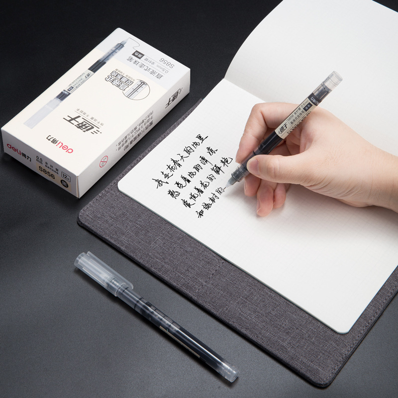 Deli S856 Full Needle Tube Roller Ball Pen Ballpoint Pen 0.5mm Gel Pen Black Red Blue Signature Pen Wholesale for Students