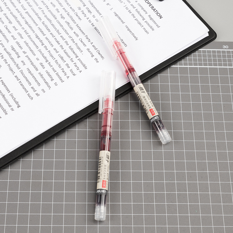 Deli S856 Full Needle Tube Roller Ball Pen Ballpoint Pen 0.5mm Gel Pen Black Red Blue Signature Pen Wholesale for Students