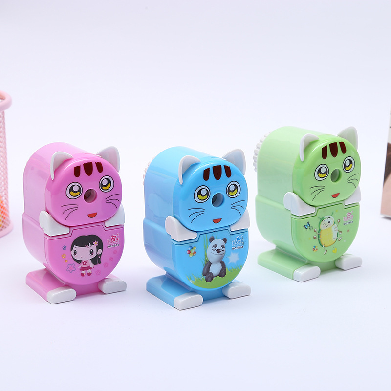 Manufacturers direct marketing creative cute spend cat pencil sharpener student cartoon pencil sharpener animal hand reeler