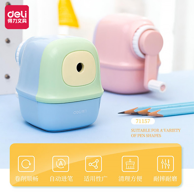 Deli 71157 Automatic Lead Input Hand-Cranking Pencil Sharpener/Pencil Shapper/Pencil Sharpener Student Mini Cute