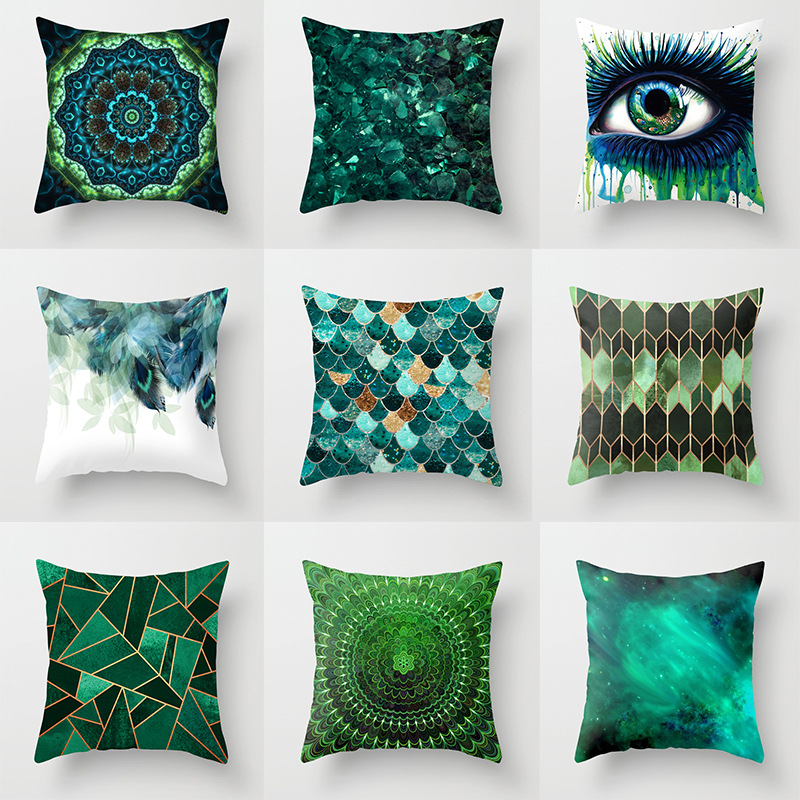 Green Fresh Nordic Minimalist Style Peach Skin Fabric Pillow Cover Waist Pillow Back Seat Cushion Sofa Cushion