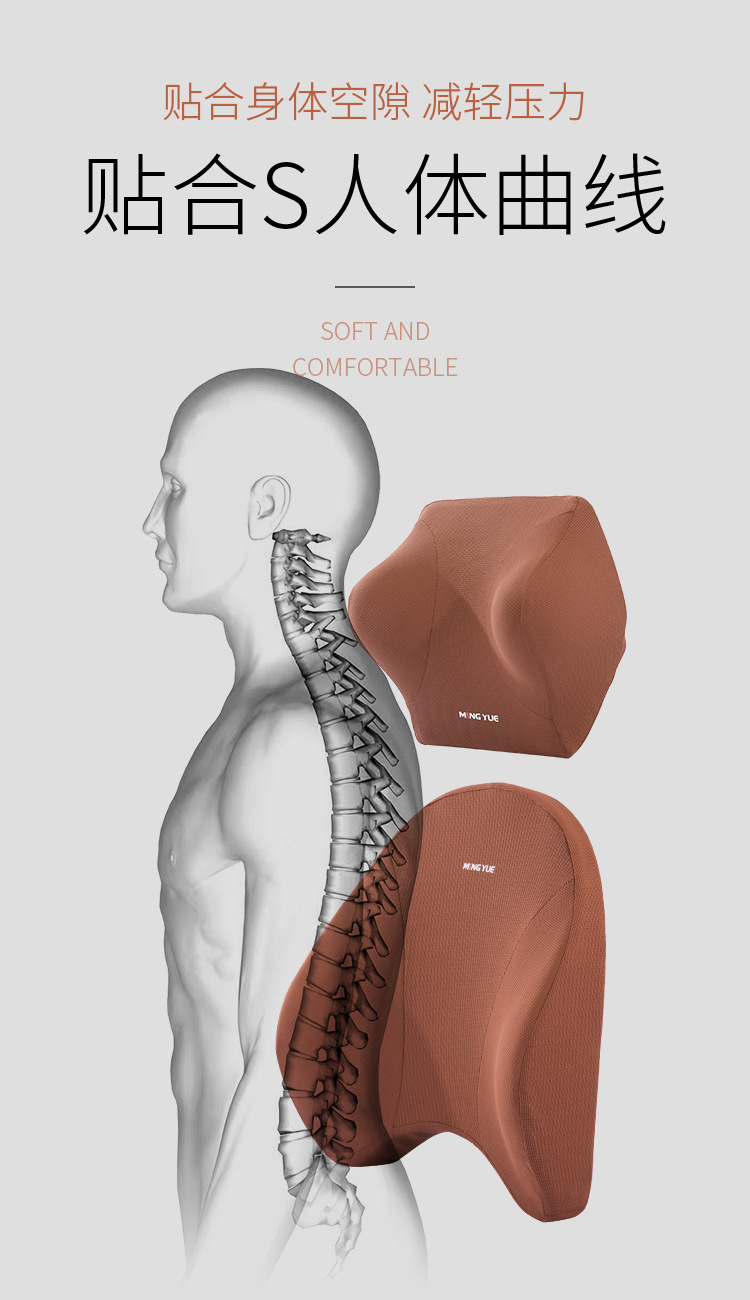 Automotive Headrest Memory Foam Lumbar Pillow Car Memory Pillow Back Cushion Car Seat Back Car Waist Support One Piece Dropshipping
