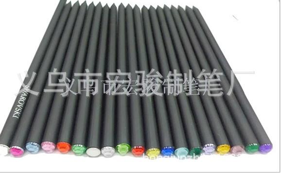Black wood pencil HB 2B Black wood with diamond pencil small pine support to sample