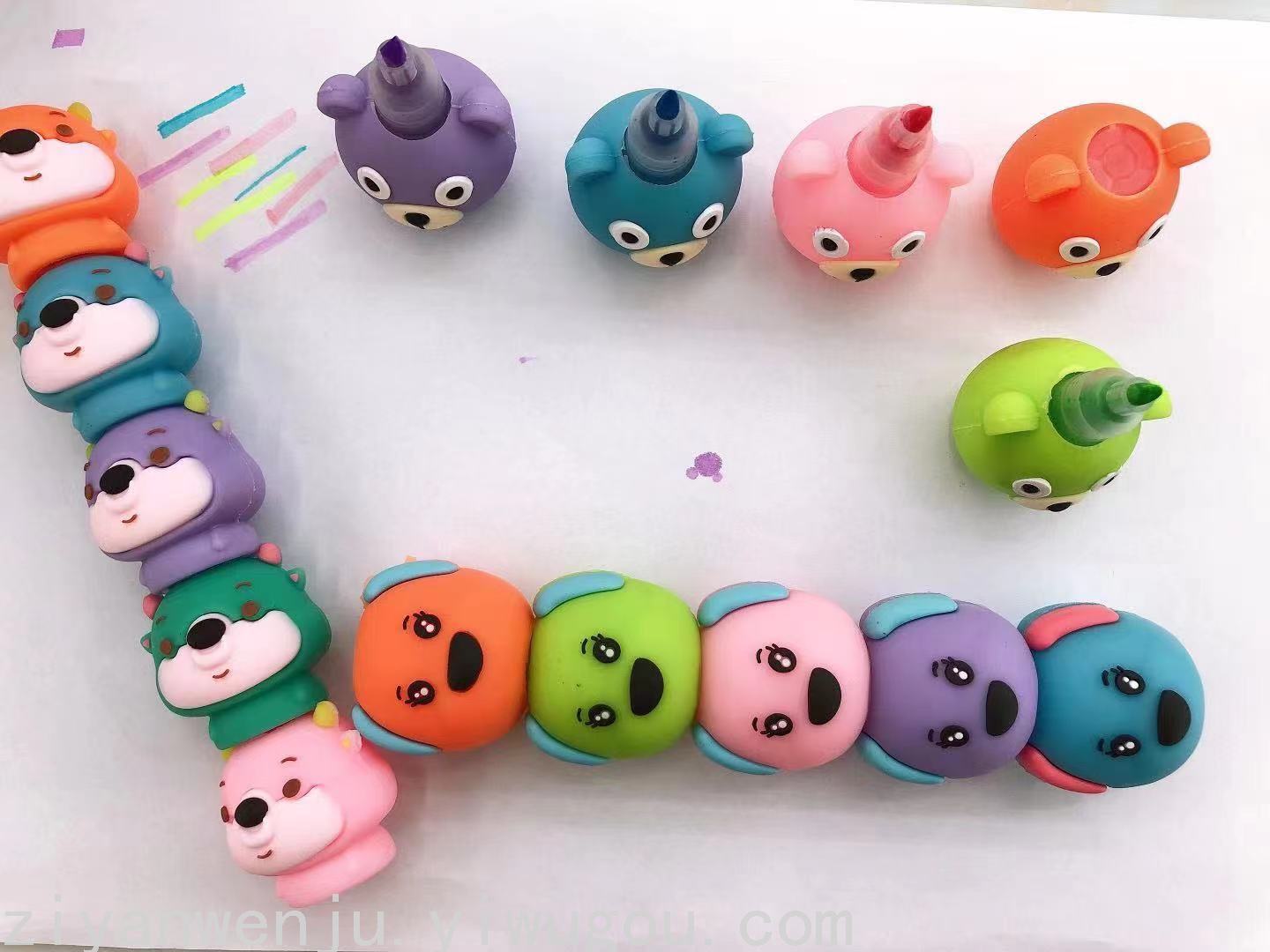Korean Silicone Bear Building Blocks Assembled Fluorescent Pen Puppy Cow Jenga Highlighter Key Mark Korean Silicone Bear Building Blocks Assembled Fluorescent Pen Puppy Cow Jenga Highlighter Key Mark