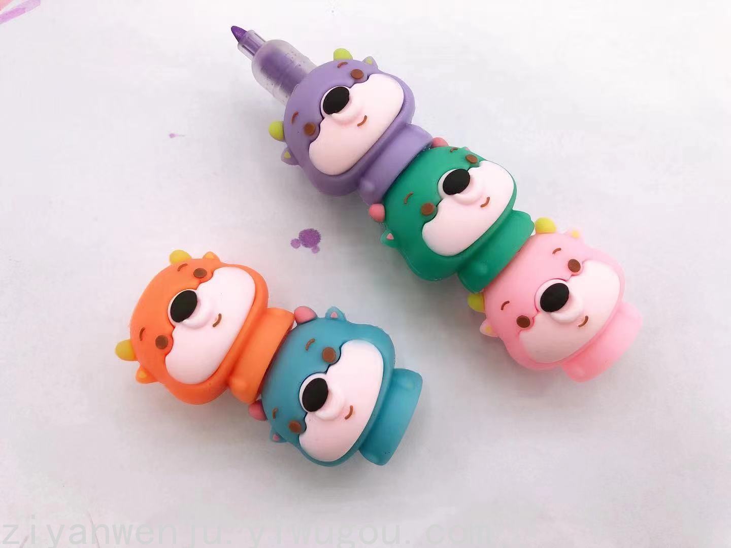Korean Silicone Bear Building Blocks Assembled Fluorescent Pen Puppy Cow Jenga Highlighter Key Mark