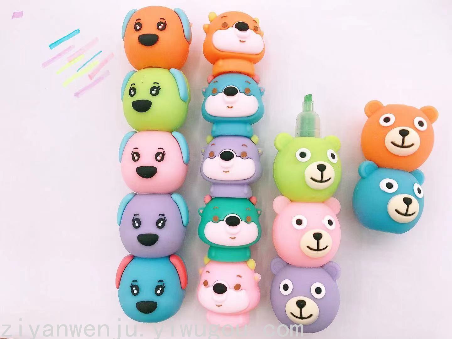 Korean Silicone Bear Building Blocks Assembled Fluorescent Pen Puppy Cow Jenga Highlighter Key Mark Korean Silicone Bear Building Blocks Assembled Fluorescent Pen Puppy Cow Jenga Highlighter Key Mark