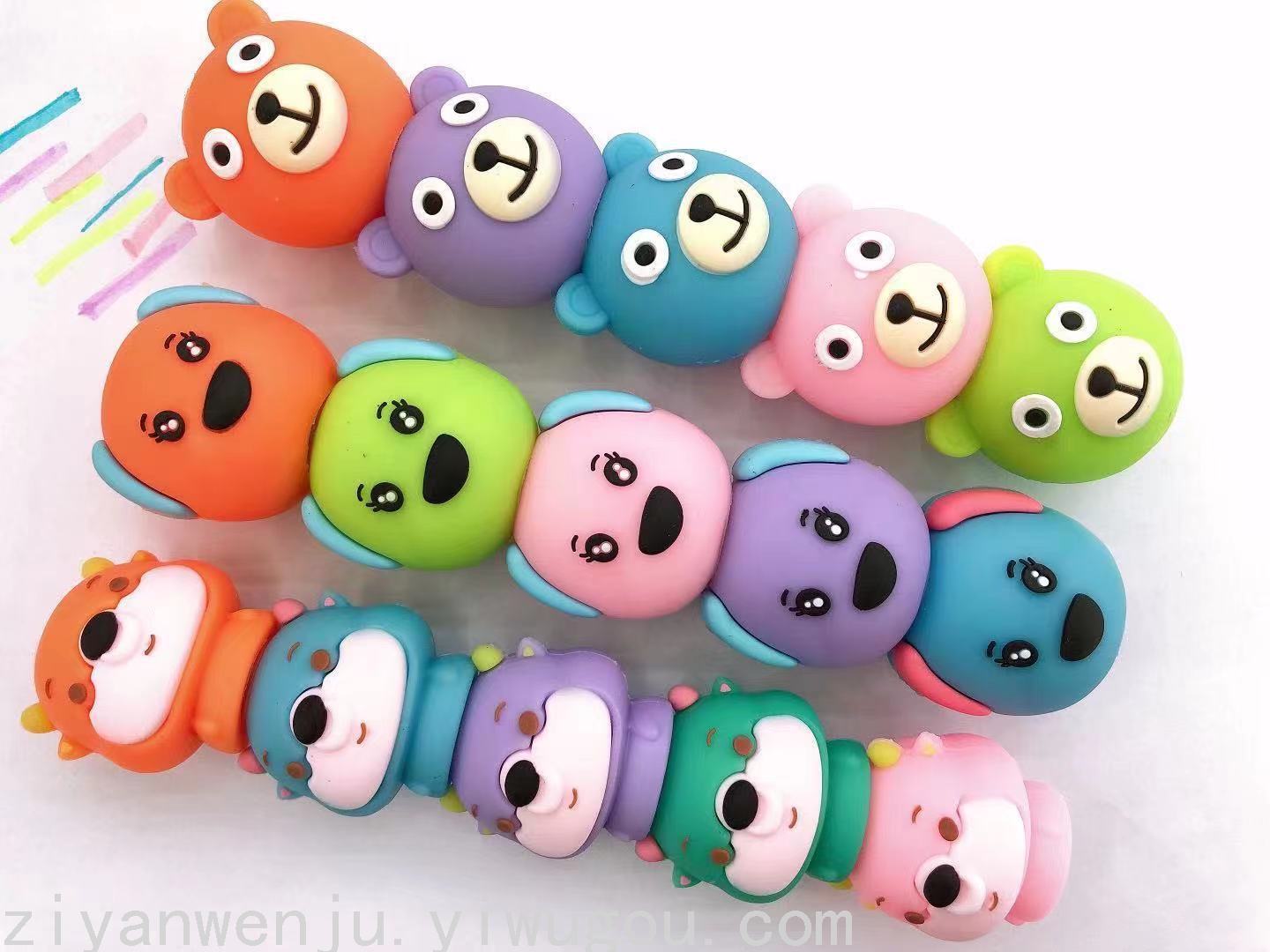 Korean Silicone Bear Building Blocks Assembled Fluorescent Pen Puppy Cow Jenga Highlighter Key Mark Korean Silicone Bear Building Blocks Assembled Fluorescent Pen Puppy Cow Jenga Highlighter Key Mark