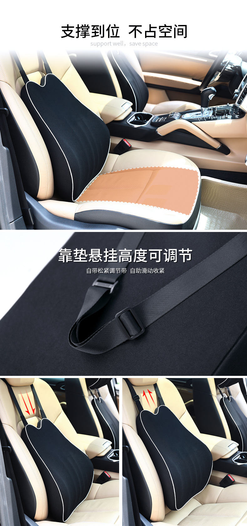 Automotive Headrest Lumbar Support Pillow Neck Pillow Memory Foam Pillow Core CAR Back Waist Pad Seat Cushion Automotive Waist Cushion Lumbar Support Pillow Wholesale