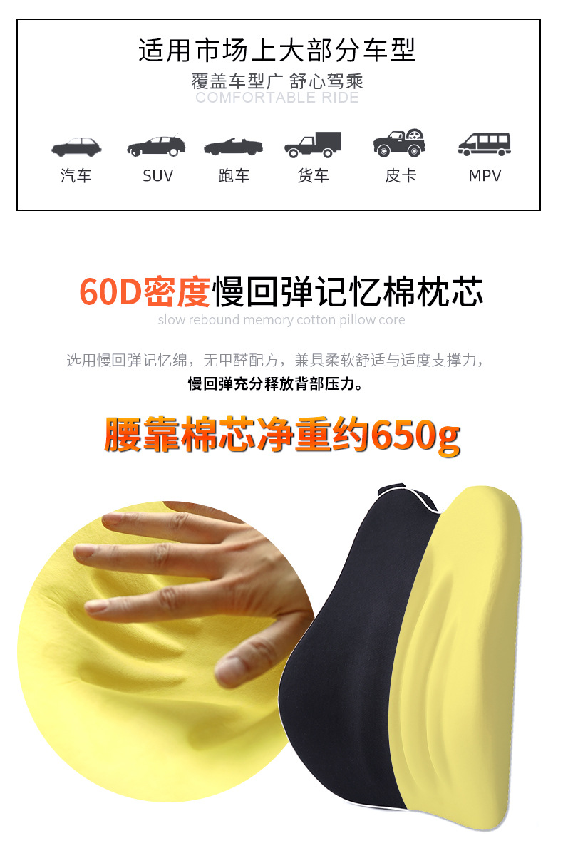 Automotive Headrest Lumbar Support Pillow Neck Pillow Memory Foam Pillow Core CAR Back Waist Pad Seat Cushion Automotive Waist Cushion Lumbar Support Pillow Wholesale