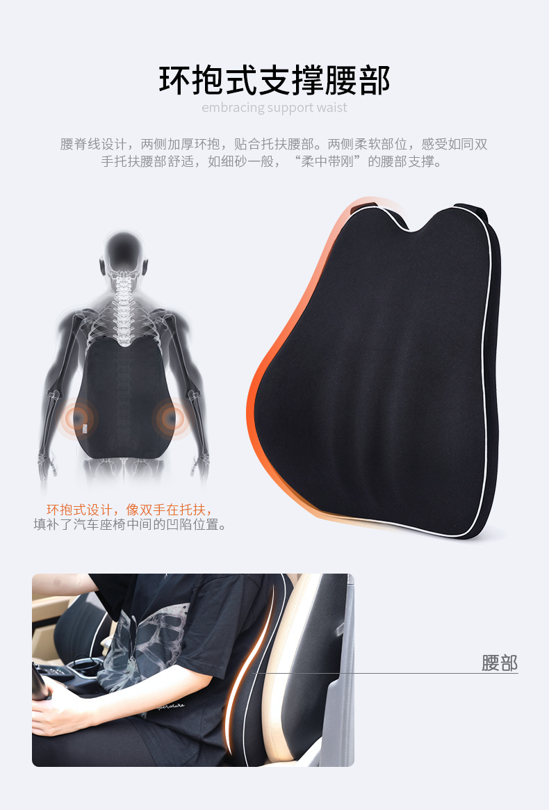 Automotive Headrest Lumbar Support Pillow Neck Pillow Memory Foam Pillow Core CAR Back Waist Pad Seat Cushion Automotive Waist Cushion Lumbar Support Pillow Wholesale