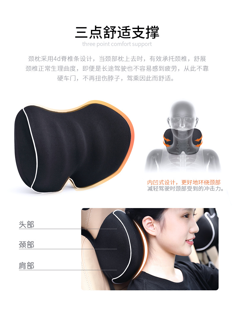 Automotive Headrest Lumbar Support Pillow Neck Pillow Memory Foam Pillow Core CAR Back Waist Pad Seat Cushion Automotive Waist Cushion Lumbar Support Pillow Wholesale
