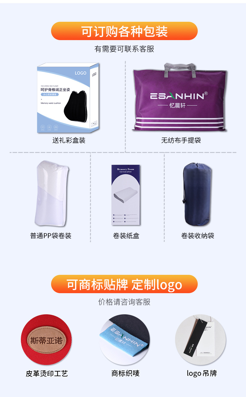 Automotive Headrest Lumbar Support Pillow Neck Pillow Memory Foam Pillow Core CAR Back Waist Pad Seat Cushion Automotive Waist Cushion Lumbar Support Pillow Wholesale