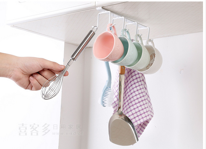Iron Kitchen Cabinet Bottom Rack Nail-Free Wardrobe Hanger Kitchen Innovative Storage Load-Bearing Hook Rack Hook Iron Kitchen Cabinet Bottom Rack Nail-Free Wardrobe Hanger Kitchen Innovative Storage Load-Bearing Hook Rack Hook