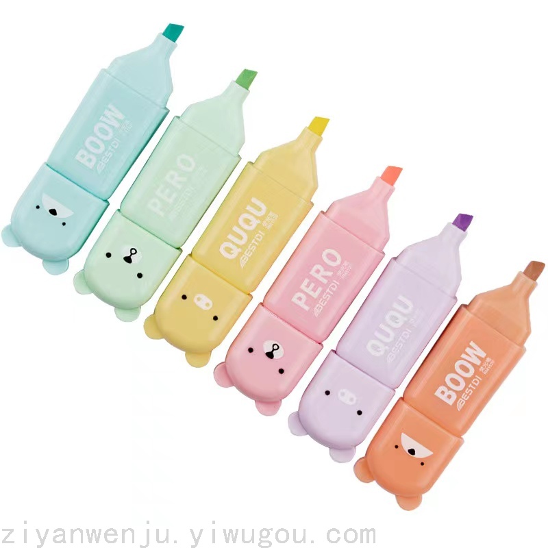 Mini Fluorescent Pen Set Macaron 6 Color Light Color Highlighter Mini Fluorescent Pen Set Macaron 6 Color Light Color Highlighter