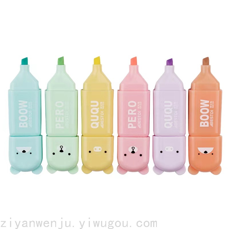 Mini Fluorescent Pen Set Macaron 6 Color Light Color Highlighter Mini Fluorescent Pen Set Macaron 6 Color Light Color Highlighter